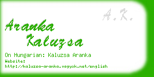 aranka kaluzsa business card